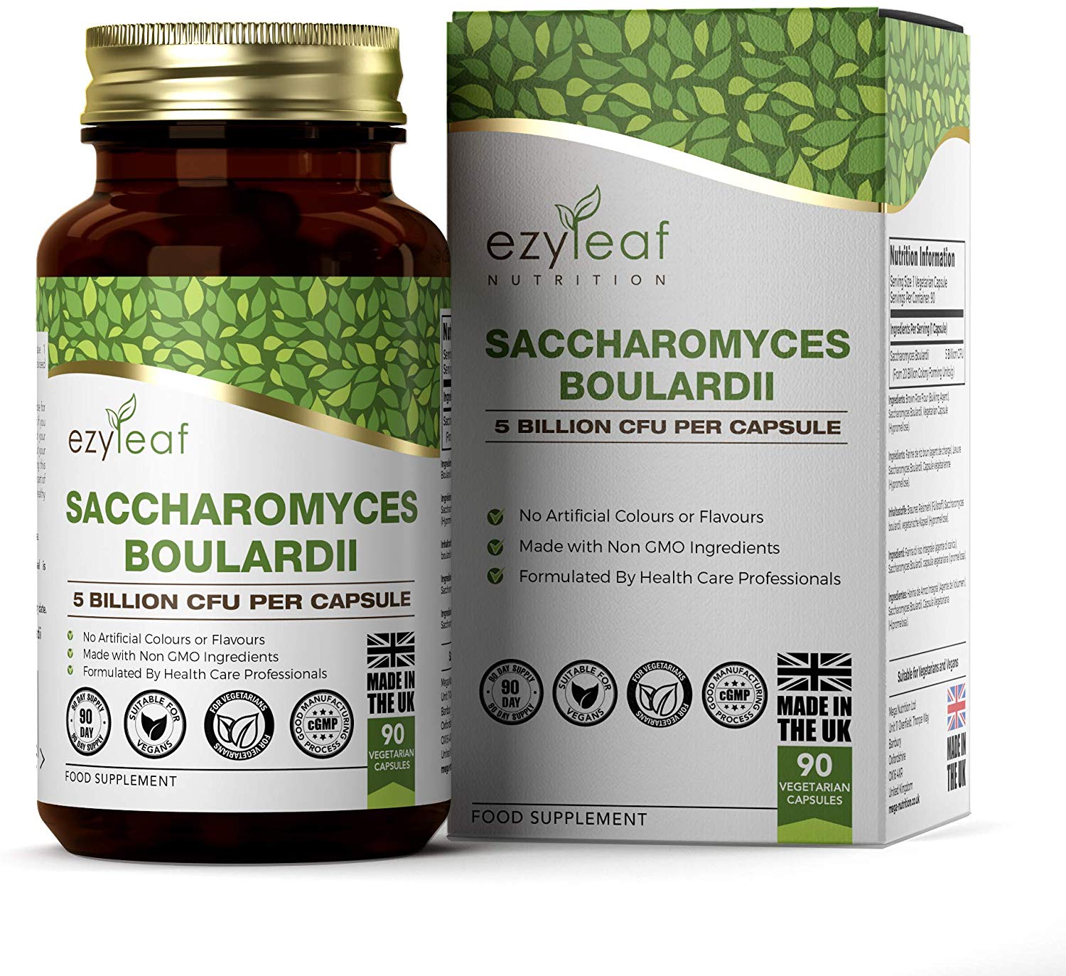 Ezyleaf Saccharomyces Boulardii 5 mil millones 90 Cápsulas Veg